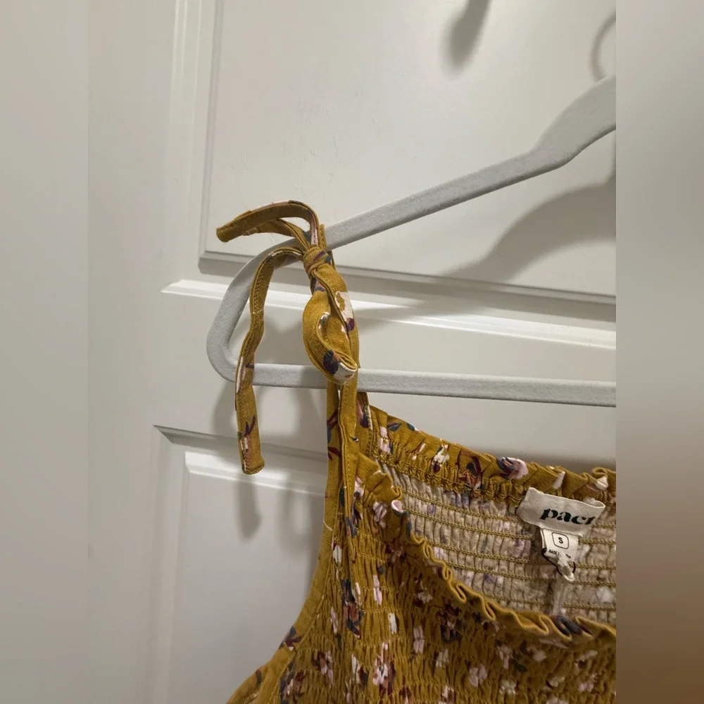 NWT. Pact. Soirée One-in-Done Jumpsuit. Mustard Floral. Size Small._10